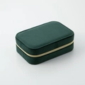Portagioie in velluto verde scuro con cerniera in metallo dorato e design rettangolare - Verde Scuro