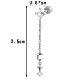 Silver titanium steel ear stud with moon and star pendants featuring 3.6cm total length - Silver Star Moon Tassel (0191-5#Silver)