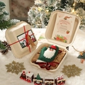 Green wool felt Santa glove gift set in a beige eco-friendly box with a greeting card - Style 3 (Boxed Green Glove)