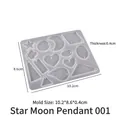 Stampo in silicone traslucido con 12 forme tra cui stelle e cuori per ciondoli fai da te - Ciondolo Geometrico 2892