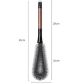 Long handle bottle cleaning brush with wood texture handle and gray bristles 36cm - Wood-Effect Style (36cm)