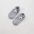 Detail of grey low-cut cotton socks featuring 3D cartoon bear ears and animal face - Grey Bear