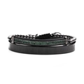 Detail of black metal roman numeral bangle and beaded bracelet set with green zircon - Gun Black Green Zirconia Set (2pcs)