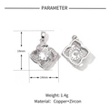 Technical drawing of a clover heart pendant showing 19mm height and 14mm width dimensions - Lucky Flower / Silver