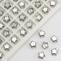 Macro shot of 8mm silver star-shaped glass beads for DIY jewelry making and craft projects - Smoke Gray
