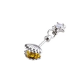 Star pendant body piercing stud in silver finish with yellow shell and faceted gem - Yellow Shell + Star (A483-7#)
