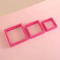 Three sizes of pink PE film suspension jewelry display boxes in a diagonal layout - Rose Red/11*11*2cm