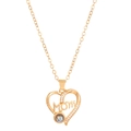 Rose gold heart MOM necklace with I love you engraving and colorful projection stone - Gold Projection Style (A-174)