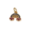 Rainbow charm pendant with 18K gold plating and colorful pavé stones for DIY jewelry - Rainbow