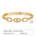 Vista dettagliata del bracciale a spiga dorato con zircone AAA e dimensioni prodotto - Oro (PBR-085 Catena)