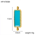 Rectangle enamel jewelry pendant with blue finish and gold wavy edge, 1.5cm by 0.5cm - Beaded Rectangle Blue-HP14785B4