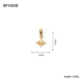 Golden star pendant with cubic zirconia, octagonal radiating design, size 1.47cm by 1.07cm - Gold Fine Star Shape