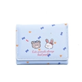 Light blue tri-fold wallet with cute bunny and bear print and decorative text - Blue Companion