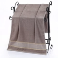Thick dark grey cotton bath towel with decorative gold border and diamond pattern - Gold Wire Jacquard Bath Towel (Brown) / 70*140cm