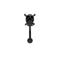 Hip hop style black skull eyebrow piercing ring made of stainless steel with a punk aesthetic - Black Skull Straight Bar Style (EY03831526-1)