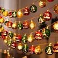 Christmas LED ball string lights with red, green, and gold Merry Christmas ornaments - 2M 10LEDs Battery Powered Gilded Xmas Ball