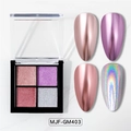 Festes Spiegel-Nagelpulver-Set MJF-GM403 mit Roségold und Violett Laser-Effekt - 4-Farben Fester Spiegelpuder-MJF-GM403