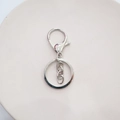 Plated metal lobster clasp keychain set with silver chains and flat rings for DIY crafts - Lobster Clasp + Flat Ring + 4-Link Chain / Bright Silver 4-Link Style