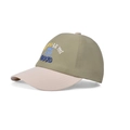 Gorra infantil bicolor verde salvia y rosa con bordado de oso y letras - Patchwork Verde Frijol (1163)
