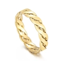 Polished golden twisted rope ring for women with a minimalist braided metal texture - Style A Gold Color (KR104724-KFC)
