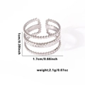 Three-layer silver fishtail ring in stainless steel with retro bead and leaf pattern - TYR0501 / Silver Three-layer Wheat