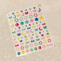 Sticker nail art 3D adhésif M-423 avec étoiles, lunes et cœurs colorés mélangés - Style Étoiles Lune Cœurs Noeuds (M-423)