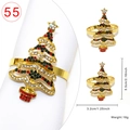 Golden Christmas tree napkin ring with red and green rhinestones, 5.5cm elegant table decor - Christmas Tree Style 55
