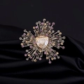Luxury champagne crystal brooch with vintage gold, pink and purple rhinestones - Champagne Vintage Flower
