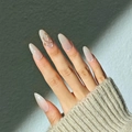 Mandel-Drucknägel mit beigem Farbverlauf, Marmortextur und goldenem 3D-Bogen-Akzent - Kleber-Stil - Nude Pink Katzenauge Schleife Mandelform (Y-492)