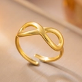 Golden infinity symbol adjustable ring with a polished finish for women and men - Infinity / Gold