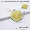 Green PVC artificial lemon slices keychain with realistic fruit texture and silver ring - 5.5cm Small Green Lime Slice - Keychain