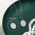 Silver stainless steel oval necklace featuring a carved January Carnation flower pendant - January Flower(P1142) / 40cm+5cm / Steel