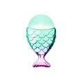 Mermaid scale makeup brush with mint green bristles and purple gradient fishtail handle - Single Foundation Brush