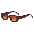 Vintage rectangle sunglasses with dark brown transparent frames and gradient lenses - Dark Tea Frame Gradient Tea