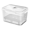 Contenitore alimentare trasparente con coperchio bianco e vassoio di drenaggio - Grande Contenitore Salvafreschezza Con Maniglia 5500ML