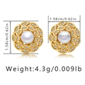 Goldene Seestern-Ohrringe mit zentraler Perle und funkelnden Zirkonia-Akzenten - Goldene radiale Blatt-Perlenstecker (KE1300-6)