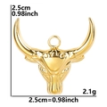 18k gold plated 304 stainless steel bull head pendant for DIY jewelry making - Bull Head / Gold
