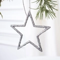 Sparkling silver star ornament with glitter coating for festive Christmas tree decor - 8CM Small Star / Silver