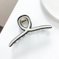 Large beige hair claw clip with black trim on white background for thick hair - Beige Black Trim