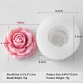 Rose flower silicone mold for DIY candles with 6.2x3.2cm size and finished pink rose - Pink Rose Style (F448)