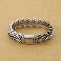 Men's retro silver titanium steel bracelet with arrow bone texture and vintage finish - Antique Silver (KB118456-BDJX)