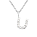 Elegant silver titanium steel necklace featuring a pearl-inlaid letter U pendant. - Letter U / Steel Color