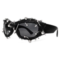 Occhiali da sole punk neri con montatura texture lava e decorazioni con borchie argento - Nero