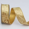 Golden champagne velvet ribbon with metallic wired edge for gift wrapping and DIY crafts - 4cm*10 Yards / Yellow with Gold Back