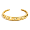 18K gold-plated stainless steel star and moon cutout bangle with sparkling rhinestones - Star Moon Hollow Out Point Diamond Style (Gold)