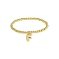 18k gold plated beaded elastic bracelet featuring a 3D initial F alphabet charm pendant - Letter F