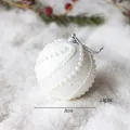 White 8cm glitter Christmas ball with faux pearls, 13g per piece, winter snow scene - White