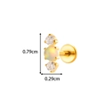 Titanium gold stud with opal and clear zircon stones, size 0.79cm by 0.29cm - Clear Zircon Opal Style (T2561-7#)