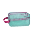 Mesh beach toy storage bag in mint green and rose red with a wide carry handle - Dopamine Toiletry Bag Green 22x16x7cm
