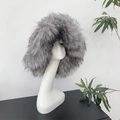 Plush faux raccoon fur hat in grey, punk style winter headwear for women on mannequin - Light Gray